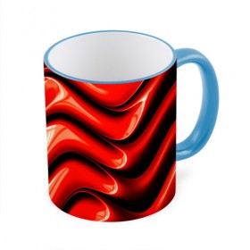 Кружка с принтом Жидкие металл (красный) в Екатеринбурге, керамика | ёмкость 330 мл | абстракция | блеск | блики | краска | линии | металл | отражение | узоры