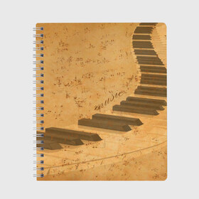 Тетрадь с принтом Клавиши пианино в Екатеринбурге, 100% бумага | 48 листов, плотность листов — 60 г/м2, плотность картонной обложки — 250 г/м2. Листы скреплены сбоку удобной пружинной спиралью. Уголки страниц и обложки скругленные. Цвет линий — светло-серый
 | для | до | клавиши | ля | мелодия | ми | музыка | музыканта | ноты | оркестр | пианино | подарок | ре | рояль | си | соль | стан | фа