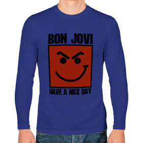 Мужской лонгслив хлопок с принтом Bon Jovi, have a nice day в Екатеринбурге, 100% хлопок |  | bon jovi | бон | бон джови | глэм | группа | джови | джон | метал | рок | хард