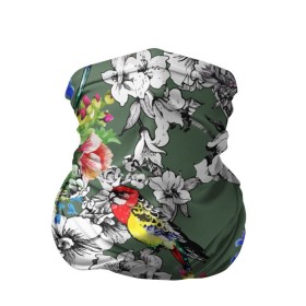 Бандана-труба 3D с принтом Райский остров в Екатеринбурге, 100% полиэстер, ткань с особыми свойствами — Activecool | плотность 150‒180 г/м2; хорошо тянется, но сохраняет форму | арт | краска | попугаи | попугай | прикольные | рай | тропики | цветные | цветок | цветы