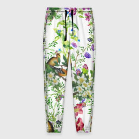 Мужские брюки 3D с принтом Райский остров в Екатеринбурге, 100% полиэстер | манжеты по низу, эластичный пояс регулируется шнурком, по бокам два кармана без застежек, внутренняя часть кармана из мелкой сетки | арт | краска | попугаи | попугай | прикольные | рай | тропики | цветные | цветок | цветы