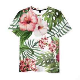 Мужская футболка 3D с принтом Таинственный остров в Екатеринбурге, 100% полиэфир | прямой крой, круглый вырез горловины, длина до линии бедер | vppdgryphon | арт | краска | остров | тропики | цветные | цветок | цветы