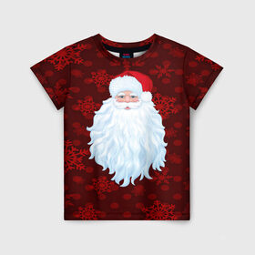 Детская футболка 3D с принтом Санта Клаус в Екатеринбурге, 100% гипоаллергенный полиэфир | прямой крой, круглый вырез горловины, длина до линии бедер, чуть спущенное плечо, ткань немного тянется | christmas | new year | santa | дед мороз | елка | елочки | новогодний | новый год | рождество | сантаклаус | снег | снежинки