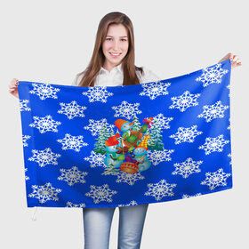 Флаг 3D с принтом Снеговики в Екатеринбурге, 100% полиэстер | плотность ткани — 95 г/м2, размер — 67 х 109 см. Принт наносится с одной стороны | christmas | new year | santa | дед мороз | елка | елочки | новогодний | новый год | рождество | сантаклаус | снег | снежинки