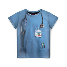 Детская футболка 3D с принтом Костюм врача в Екатеринбурге, 100% гипоаллергенный полиэфир | прямой крой, круглый вырез горловины, длина до линии бедер, чуть спущенное плечо, ткань немного тянется | больница | врач | градусник | доктор | интерн | клиника | медбрат | медсестра | поликлиника | стетоскоп | фонендоскоп