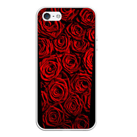 Чехол для iPhone 5/5S матовый с принтом RED ROSES КРАСНЫЕ РОЗЫ в Екатеринбурге, Силикон | Область печати: задняя сторона чехла, без боковых панелей | букет | красный | лепестки | модные | полосы | природа | растения | розочки | розы | сад | тренды | цвет | цветы | черный