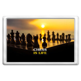 Магнит 45*70 с принтом Шахматы - это жизнь в Екатеринбурге, Пластик | Размер: 78*52 мм; Размер печати: 70*45 | chess | game | sport | гроссмейстер | закат | игра | интеллект | солнце | спорт | фигура | шахматист | шахматы