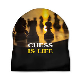 Шапка 3D с принтом Шахматы - это жизнь в Екатеринбурге, 100% полиэстер | универсальный размер, печать по всей поверхности изделия | Тематика изображения на принте: chess | game | sport | гроссмейстер | закат | игра | интеллект | солнце | спорт | фигура | шахматист | шахматы