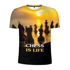 Мужская футболка 3D спортивная с принтом Шахматы - это жизнь в Екатеринбурге, 100% полиэстер с улучшенными характеристиками | приталенный силуэт, круглая горловина, широкие плечи, сужается к линии бедра | Тематика изображения на принте: chess | game | sport | гроссмейстер | закат | игра | интеллект | солнце | спорт | фигура | шахматист | шахматы