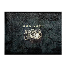 Обложка для студенческого билета с принтом Группа Bon Jovi в Екатеринбурге, натуральная кожа | Размер: 11*8 см; Печать на всей внешней стороне | bon jovi | бон | бон джови | глэм | группа | джови | джон | рок | хард