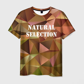 Мужская футболка 3D с принтом Natural Selection в Екатеринбурге, 100% полиэфир | прямой крой, круглый вырез горловины, длина до линии бедер | low poly | natural | poly | polygon | естественный отбор | натурал