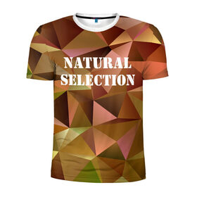 Мужская футболка 3D спортивная с принтом Natural Selection в Екатеринбурге, 100% полиэстер с улучшенными характеристиками | приталенный силуэт, круглая горловина, широкие плечи, сужается к линии бедра | low poly | natural | poly | polygon | естественный отбор | натурал