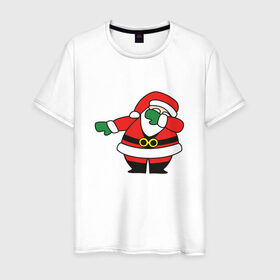 Мужская футболка хлопок с принтом Дед Мороз DAB в Екатеринбурге, 100% хлопок | прямой крой, круглый вырез горловины, длина до линии бедер, слегка спущенное плечо. | 