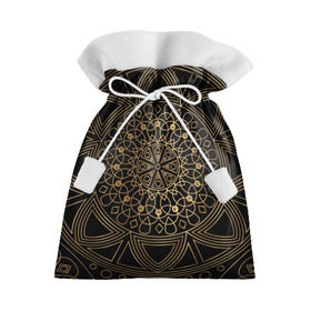 Подарочный 3D мешок с принтом Золотая мандала в Екатеринбурге, 100% полиэстер | Размер: 29*39 см | орнамент | узоры | фрактал