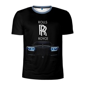 Мужская футболка 3D спортивная с принтом Rolls Royce phantom в Екатеринбурге, 100% полиэстер с улучшенными характеристиками | приталенный силуэт, круглая горловина, широкие плечи, сужается к линии бедра | Тематика изображения на принте: luxury | phantom | rich | rolls royce | rr | авто | автомобили | бренд | известные | логотип | машина | надписи | огни | ролс ройс | роскошь | тень | фары | черный