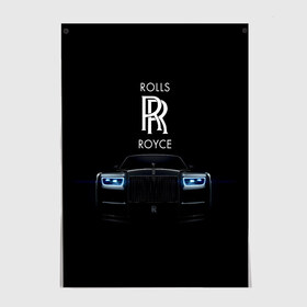Постер с принтом Rolls Royce phantom в Екатеринбурге, 100% бумага
 | бумага, плотность 150 мг. Матовая, но за счет высокого коэффициента гладкости имеет небольшой блеск и дает на свету блики, но в отличии от глянцевой бумаги не покрыта лаком | luxury | phantom | rich | rolls royce | rr | авто | автомобили | бренд | известные | логотип | машина | надписи | огни | ролс ройс | роскошь | тень | фары | черный