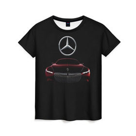 Женская футболка 3D с принтом Мерседес Будущего в Екатеринбурге, 100% полиэфир ( синтетическое хлопкоподобное полотно) | прямой крой, круглый вырез горловины, длина до линии бедер | mercedes | марка | машины | мерседес