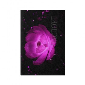 Обложка для паспорта матовая кожа с принтом Цветок в Екатеринбурге, натуральная матовая кожа | размер 19,3 х 13,7 см; прозрачные пластиковые крепления | лепестки | модные | природа | растения | розовый | тренды | фон | цвет | цветок | цветы | черный
