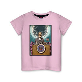Детская футболка хлопок с принтом Джон Кеннеди в Екатеринбурге, 100% хлопок | круглый вырез горловины, полуприлегающий силуэт, длина до линии бедер | apollo | nasa | usa | аполлон | высадка на луну | космическая гонка | луна | лунная программа | наса | президент америки | сша