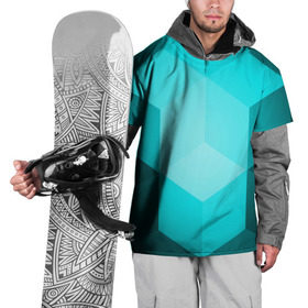 Накидка на куртку 3D с принтом Neon Cube в Екатеринбурге, 100% полиэстер |  | Тематика изображения на принте: бирюзовый | геометрия | кубы | яркий