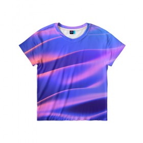 Детская футболка 3D с принтом Water Colors в Екатеринбурге, 100% гипоаллергенный полиэфир | прямой крой, круглый вырез горловины, длина до линии бедер, чуть спущенное плечо, ткань немного тянется | Тематика изображения на принте: абстракция | вода.цветные | волны | краски | море | радужные | розовый | синий | фиолетовый | цвет | цвета | яркие