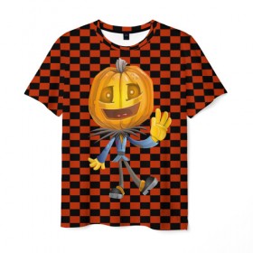 Мужская футболка 3D с принтом Happy Halloween! в Екатеринбурге, 100% полиэфир | прямой крой, круглый вырез горловины, длина до линии бедер | 