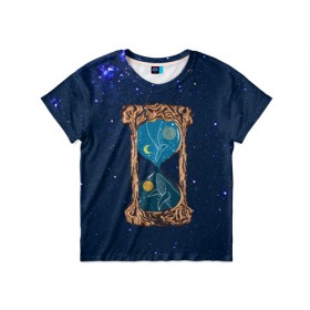 Детская футболка 3D с принтом Звёздные часы в Екатеринбурге, 100% гипоаллергенный полиэфир | прямой крой, круглый вырез горловины, длина до линии бедер, чуть спущенное плечо, ткань немного тянется | звезды | кит | космос | плеяды | пространство | созвездие | часы