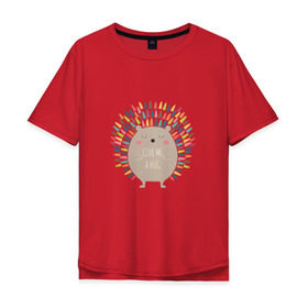Мужская футболка хлопок Oversize с принтом Ёжик в Екатеринбурге, 100% хлопок | свободный крой, круглый ворот, “спинка” длиннее передней части | ежик | кот | котэ | кофе | машина | пончик