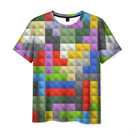 Мужская футболка 3D с принтом Плитка в Екатеринбурге, 100% полиэфир | прямой крой, круглый вырез горловины, длина до линии бедер | квадрат | куб | кубик | плитка | текстура