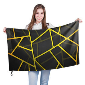 Флаг 3D с принтом Желтая сетка в Екатеринбурге, 100% полиэстер | плотность ткани — 95 г/м2, размер — 67 х 109 см. Принт наносится с одной стороны | yellow | абстракция | желтый | линия.line | сетка