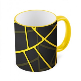 Кружка 3D с принтом Желтая сетка в Екатеринбурге, керамика | ёмкость 330 мл | Тематика изображения на принте: yellow | абстракция | желтый | линия.line | сетка