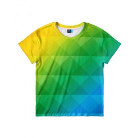 Детская футболка 3D с принтом Colored wall в Екатеринбурге, 100% гипоаллергенный полиэфир | прямой крой, круглый вырез горловины, длина до линии бедер, чуть спущенное плечо, ткань немного тянется | Тематика изображения на принте: геометрия | квадрат | текстура | цветной