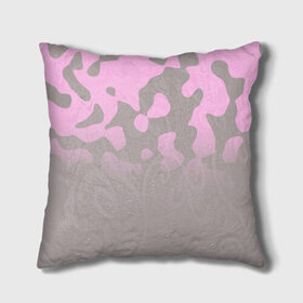 Подушка 3D с принтом Камуфляж пурпурно-розовый Up в Екатеринбурге, наволочка – 100% полиэстер, наполнитель – холлофайбер (легкий наполнитель, не вызывает аллергию). | состоит из подушки и наволочки. Наволочка на молнии, легко снимается для стирки | 