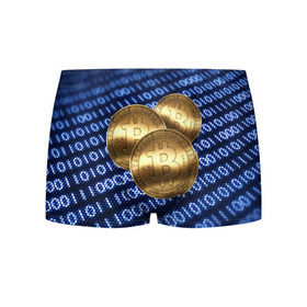 Мужские трусы 3D с принтом Bitcoin в Екатеринбурге, 50% хлопок, 50% полиэстер | классическая посадка, на поясе мягкая тканевая резинка | Тематика изображения на принте: bitcoin | блокчейн | криптовалюта