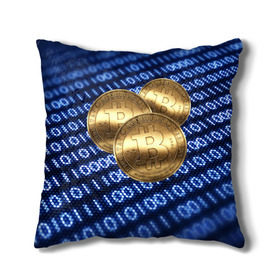 Подушка 3D с принтом Bitcoin в Екатеринбурге, наволочка – 100% полиэстер, наполнитель – холлофайбер (легкий наполнитель, не вызывает аллергию). | состоит из подушки и наволочки. Наволочка на молнии, легко снимается для стирки | bitcoin | блокчейн | криптовалюта