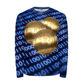 Мужской лонгслив 3D с принтом Bitcoin в Екатеринбурге, 100% полиэстер | длинные рукава, круглый вырез горловины, полуприлегающий силуэт | bitcoin | блокчейн | криптовалюта
