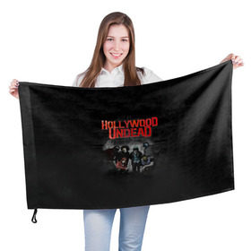 Флаг 3D с принтом Группа Hollywood Undead в Екатеринбурге, 100% полиэстер | плотность ткани — 95 г/м2, размер — 67 х 109 см. Принт наносится с одной стороны | 