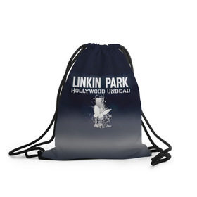 Рюкзак-мешок 3D с принтом Linkin Park и Hollywood Undead в Екатеринбурге, 100% полиэстер | плотность ткани — 200 г/м2, размер — 35 х 45 см; лямки — толстые шнурки, застежка на шнуровке, без карманов и подкладки | 