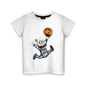 Детская футболка хлопок с принтом Happy Halloween! в Екатеринбурге, 100% хлопок | круглый вырез горловины, полуприлегающий силуэт, длина до линии бедер | 