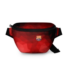 Поясная сумка 3D с принтом FC Barcelona red polygon 2018 в Екатеринбурге, 100% полиэстер | плотная ткань, ремень с регулируемой длиной, внутри несколько карманов для мелочей, основное отделение и карман с обратной стороны сумки застегиваются на молнию | fc barcelona | мяч | спорт | футбол | чеппионат