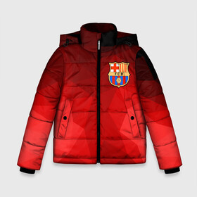 Зимняя куртка для мальчиков 3D с принтом FC Barcelona red polygon 2018 в Екатеринбурге, ткань верха — 100% полиэстер; подклад — 100% полиэстер, утеплитель — 100% полиэстер | длина ниже бедра, удлиненная спинка, воротник стойка и отстегивающийся капюшон. Есть боковые карманы с листочкой на кнопках, утяжки по низу изделия и внутренний карман на молнии. 

Предусмотрены светоотражающий принт на спинке, радужный светоотражающий элемент на пуллере молнии и на резинке для утяжки | Тематика изображения на принте: fc barcelona | мяч | спорт | футбол | чеппионат