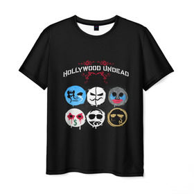 Мужская футболка 3D с принтом Hollywood Undead маски в Екатеринбурге, 100% полиэфир | прямой крой, круглый вырез горловины, длина до линии бедер | charlie scene | danny | funny man | hollywood | j dog | johnny 3 tears | undead | альтернативный | андед | голивуд | голливудская | группа | кранккор | метал | нежить | ню | реп | рок | рэп | рэпкор