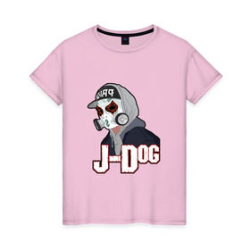 Женская футболка хлопок с принтом J-Dog из Hollywood Undead в Екатеринбурге, 100% хлопок | прямой крой, круглый вырез горловины, длина до линии бедер, слегка спущенное плечо | 