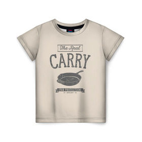 Детская футболка 3D с принтом The Real Carry - Pan Protectio в Екатеринбурге, 100% гипоаллергенный полиэфир | прямой крой, круглый вырез горловины, длина до линии бедер, чуть спущенное плечо, ткань немного тянется | battlegrounds | playerunknowns | pubg | пубг | сковородка