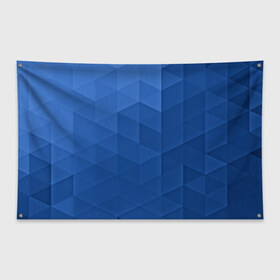 Флаг-баннер с принтом trianse blue в Екатеринбурге, 100% полиэстер | размер 67 х 109 см, плотность ткани — 95 г/м2; по краям флага есть четыре люверса для крепления | Тематика изображения на принте: abstraction | абстракция | геометрия | грани | полигоны | сочетания | треугольники