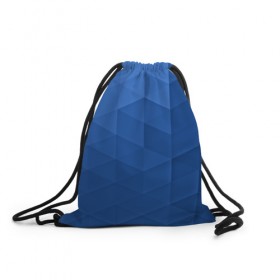 Рюкзак-мешок 3D с принтом trianse blue в Екатеринбурге, 100% полиэстер | плотность ткани — 200 г/м2, размер — 35 х 45 см; лямки — толстые шнурки, застежка на шнуровке, без карманов и подкладки | abstraction | абстракция | геометрия | грани | полигоны | сочетания | треугольники