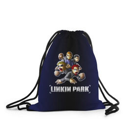 Рюкзак-мешок 3D с принтом Группа Linkin Park в Екатеринбурге, 100% полиэстер | плотность ткани — 200 г/м2, размер — 35 х 45 см; лямки — толстые шнурки, застежка на шнуровке, без карманов и подкладки | 