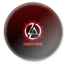 Значок с принтом Красно-черный Linkin Park в Екатеринбурге,  металл | круглая форма, металлическая застежка в виде булавки | 