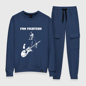 Женский костюм хлопок с принтом Foo Fighters в Екатеринбурге, 100% хлопок | на свитшоте круглая горловина, мягкая резинка по низу. Брюки заужены к низу, на них два вида карманов: два 