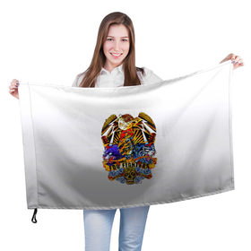 Флаг 3D с принтом Foo Fighters, орел и тигры в Екатеринбурге, 100% полиэстер | плотность ткани — 95 г/м2, размер — 67 х 109 см. Принт наносится с одной стороны | 